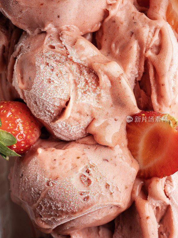 草莓冰淇淋，雪葩，İce盒子里的冰淇淋，草莓冰淇淋，冰淇淋