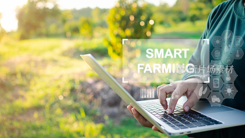 农业技术与效率:农民利用笔记本电脑虚拟屏幕进行可持续农场管理