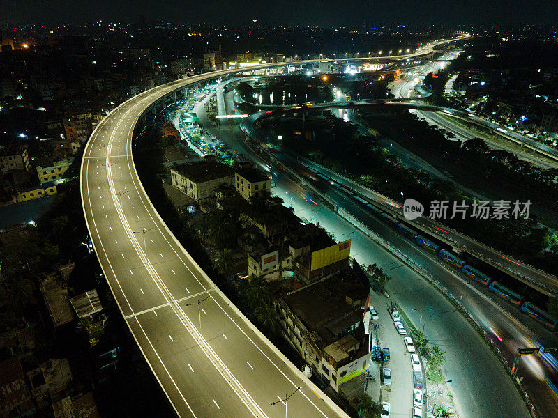 达卡高架高速公路夜景