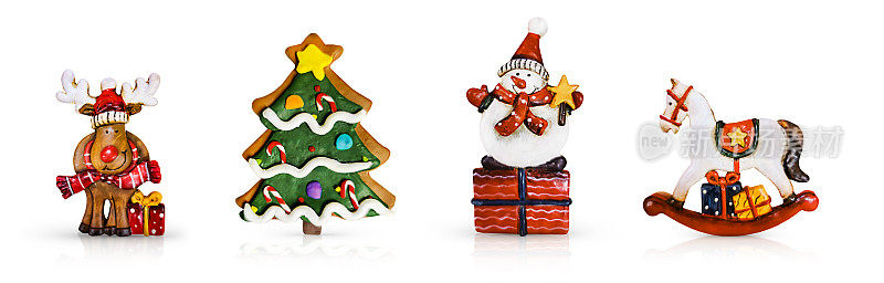 采购产品驯鹿，圣诞树，雪人，玩具马和礼品盒