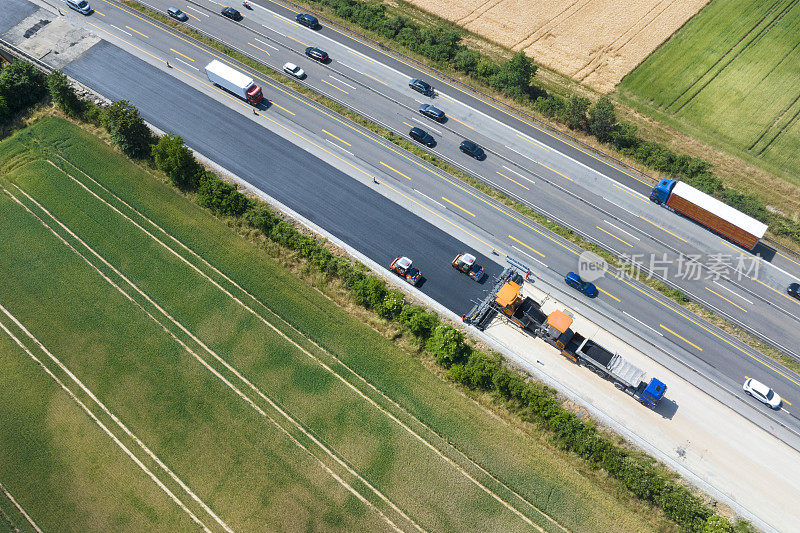 道路建设。鸟瞰图