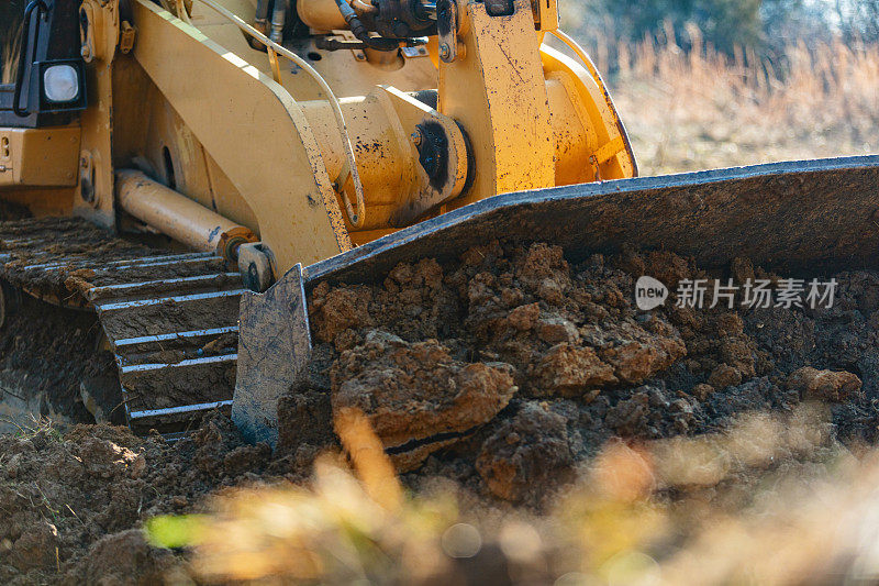 土方移动设备土地开发和池塘建设中西部美国密苏里州照片系列