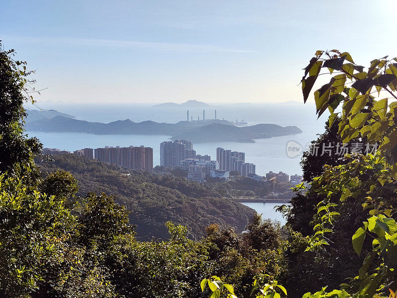 从香港太平山顶眺望华南海景