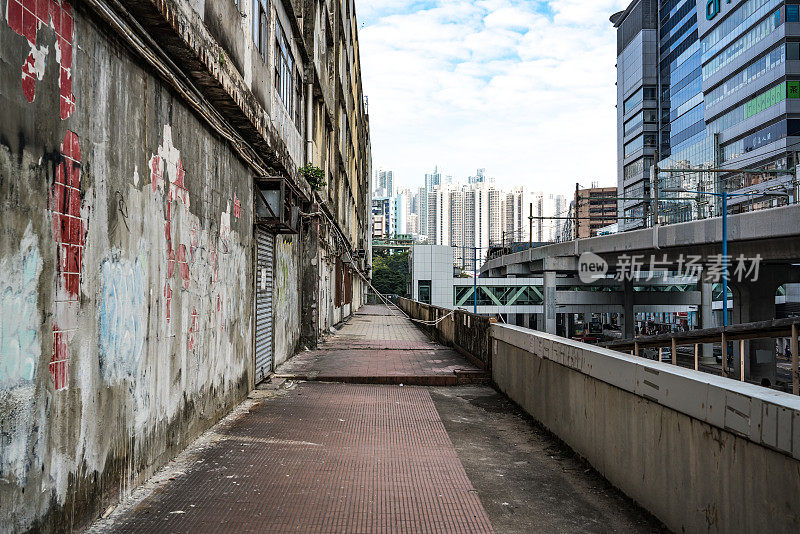 香港观塘旧社区，公寓大楼