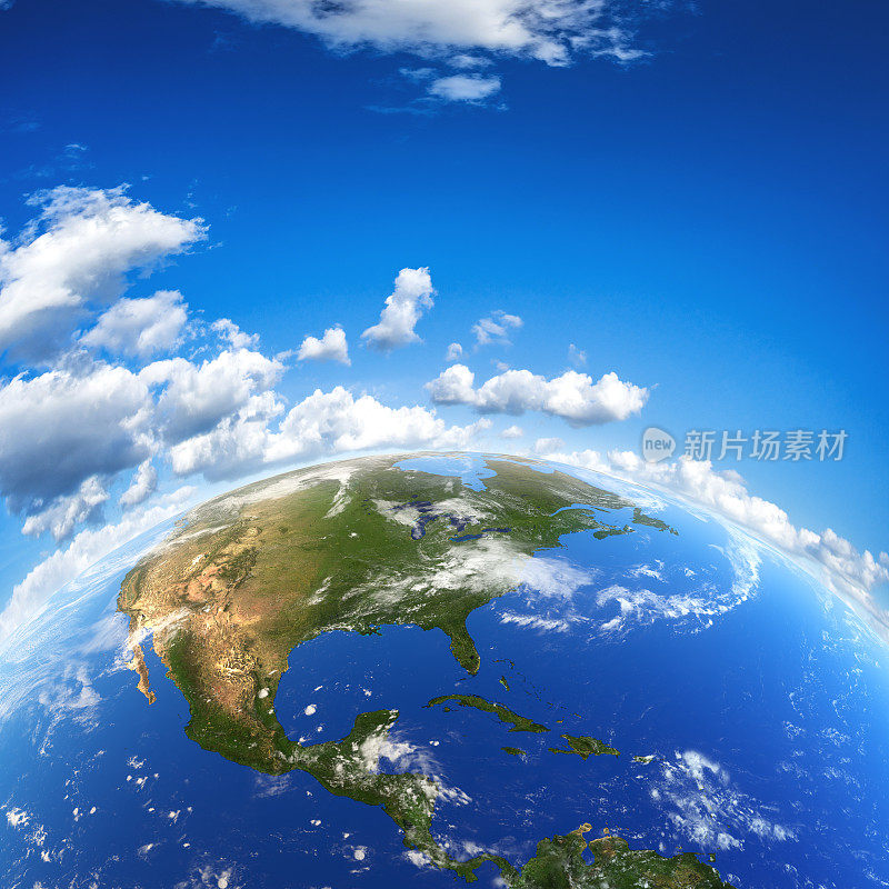 地球和蓝天。气候安全概念形象。