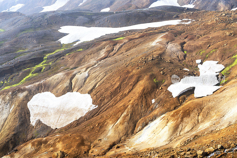 冰岛Kerlingarfjoll山脉的Hveradalir地热区。