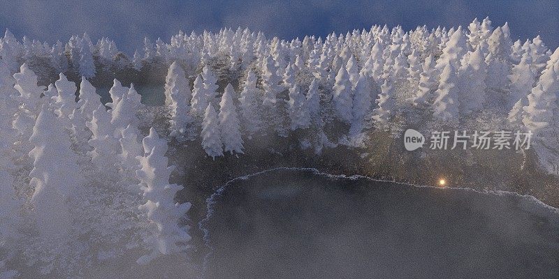 圣诞节下雪的场景