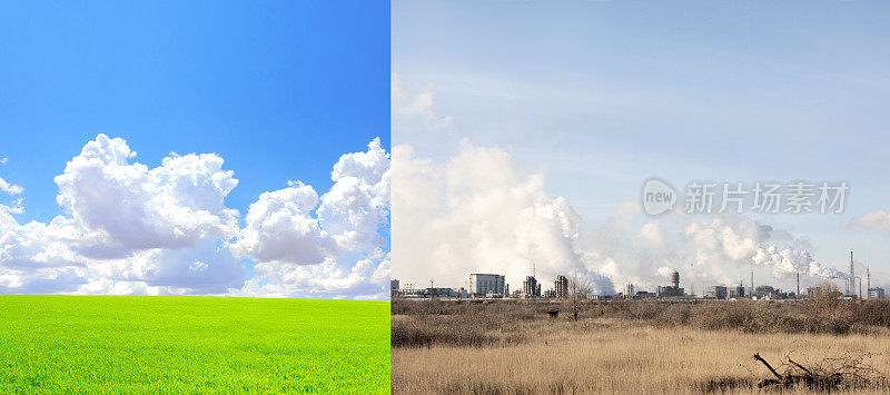 生态、自然、污染、清洁能源理念。环境污染