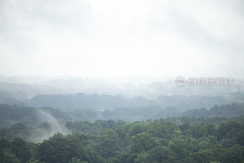 佐治亚州亚特兰大市一个雾蒙蒙的夏日早晨