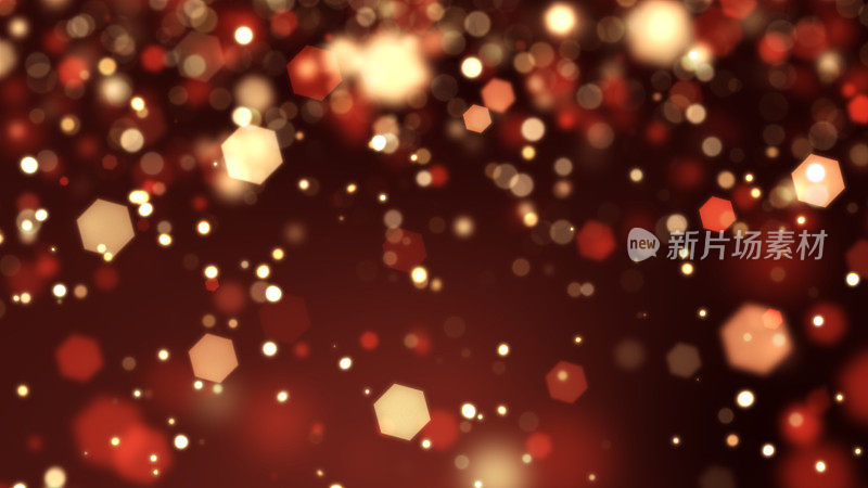 红色辉光粒子背景，圣诞圣诞情人节，红色闪光散焦复古灯光线光束。