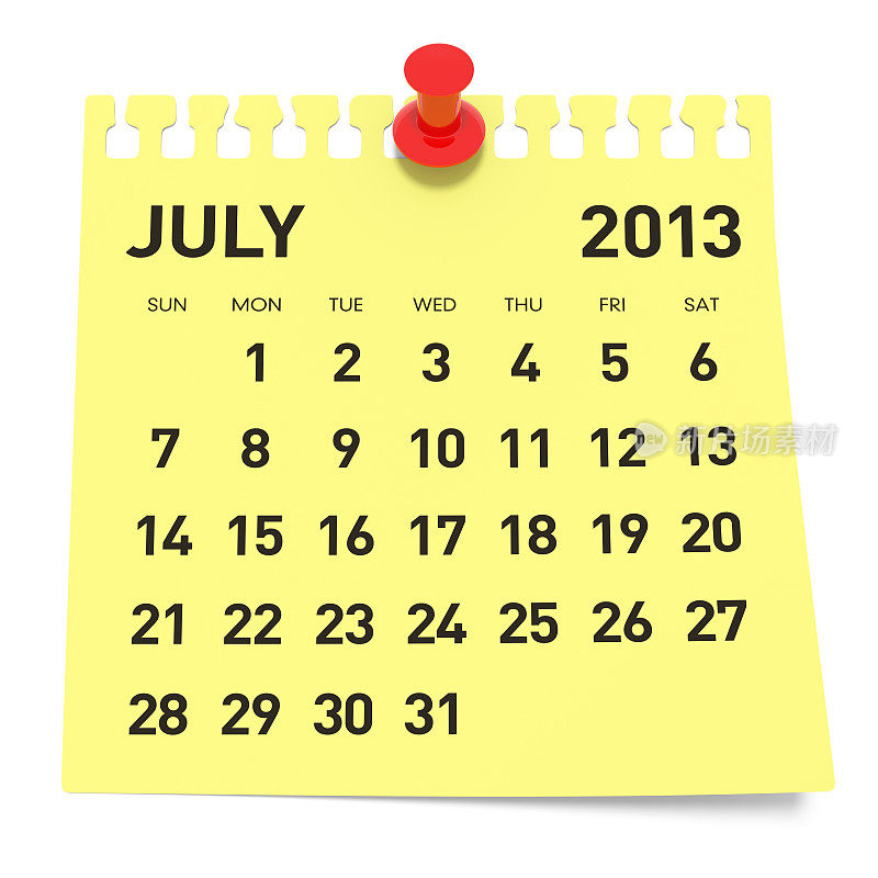 2013年7月-日历