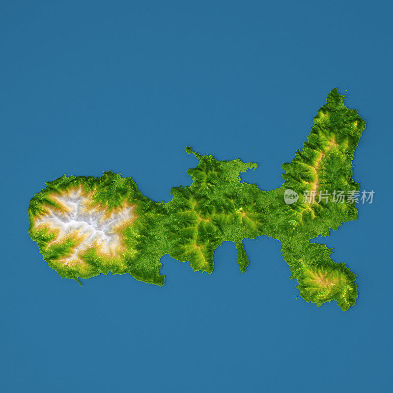 厄尔巴岛三维模型地形图浮雕颜色顶视图