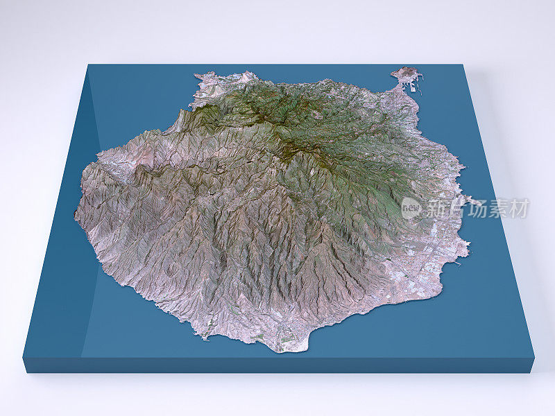 大卡纳利亚3D模型地形图自然颜色正面