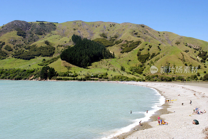 夏日海景，电缆湾，纳尔逊，新西兰