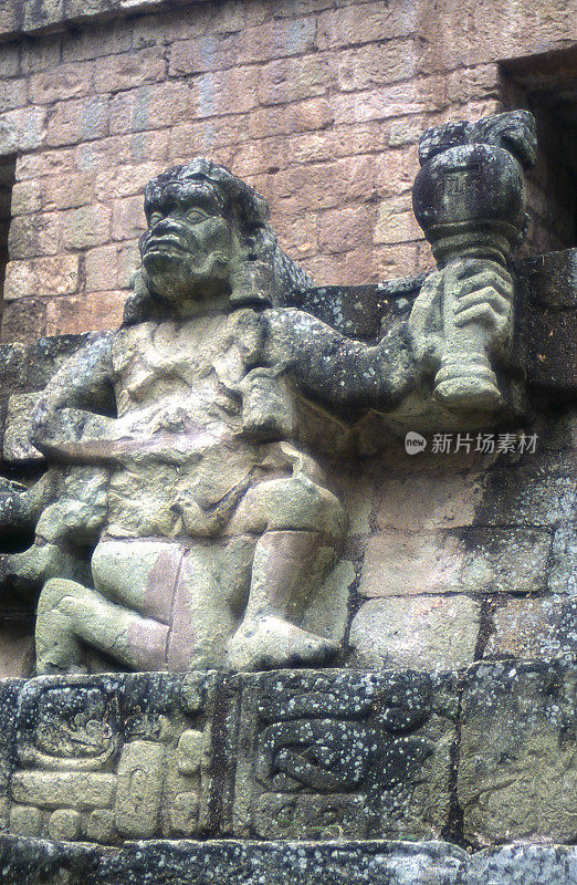 跳舞的美洲虎玛雅石雕大寺庙科潘遗址洪都拉斯