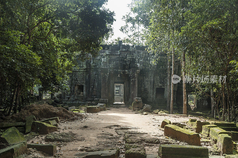 吴哥窟附近丛林中的庙宇废墟
