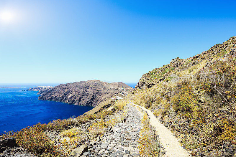 希腊圣托里尼火山口的菲拉伊亚步道