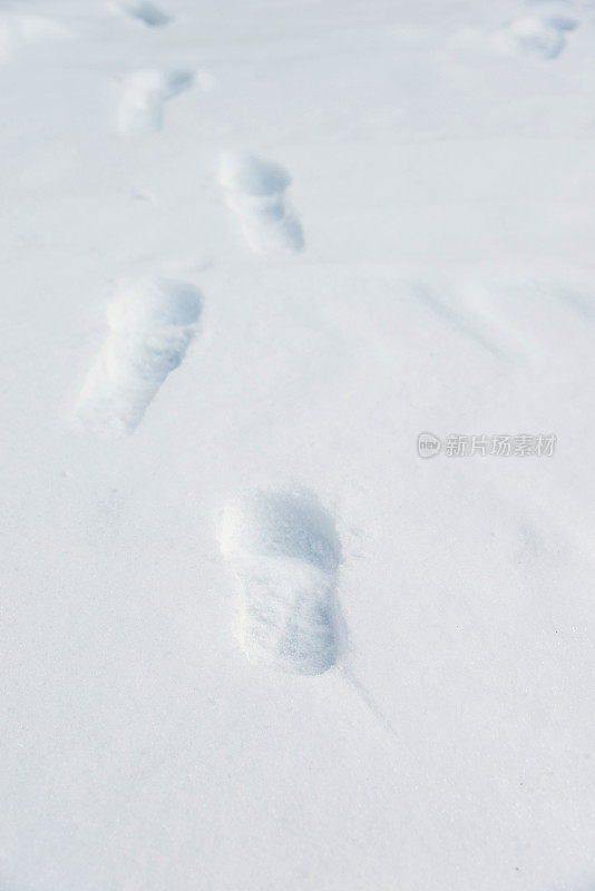 雪地上的一组脚印