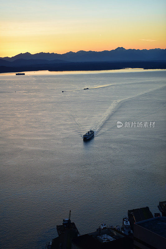 日落西雅图渡轮