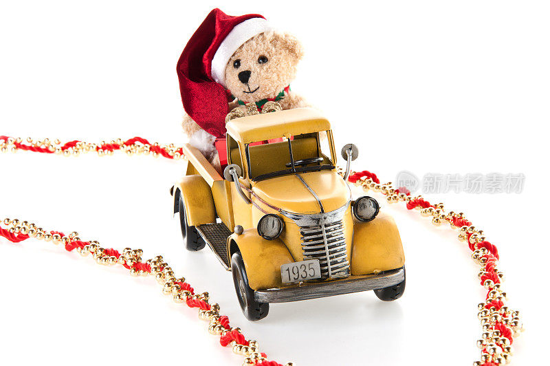 圣诞玩具有泰迪熊和玩具卡车