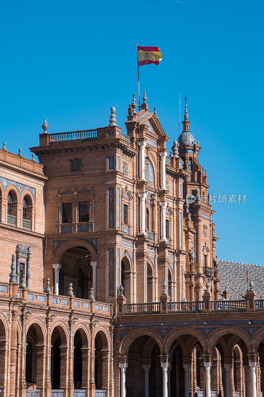 西班牙安达卢西亚塞维利亚的西班牙广场上的建筑