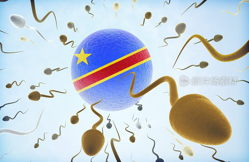 移民的3D插图概念:精子游离刚果民主共和国(系列)