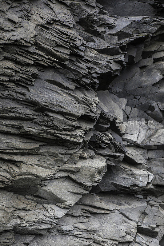 冰岛Reynisfjara海滩上美丽的玄武岩构造