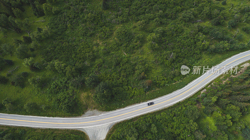 阿拉斯加公路和森林鸟瞰图