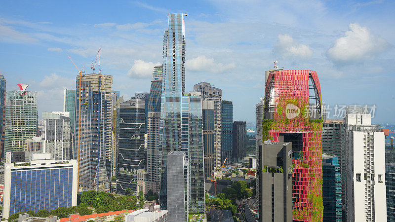 新加坡市中心CBD的天际线全景