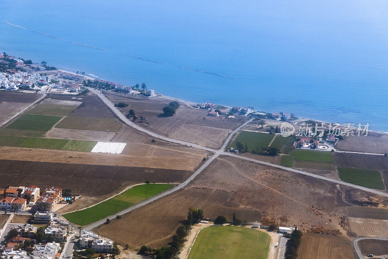 塞浦路斯Pervolia村的顶视图