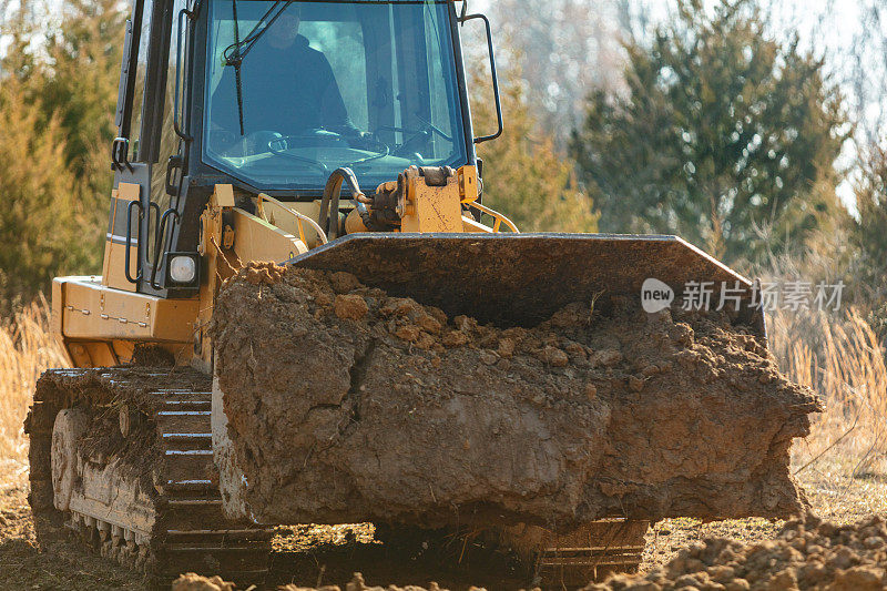 土方移动设备土地开发和池塘建设中西部美国密苏里州照片系列