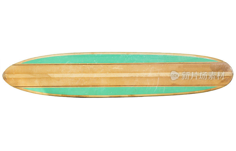 复古的60年代冲浪板，是蓝绿色的一边