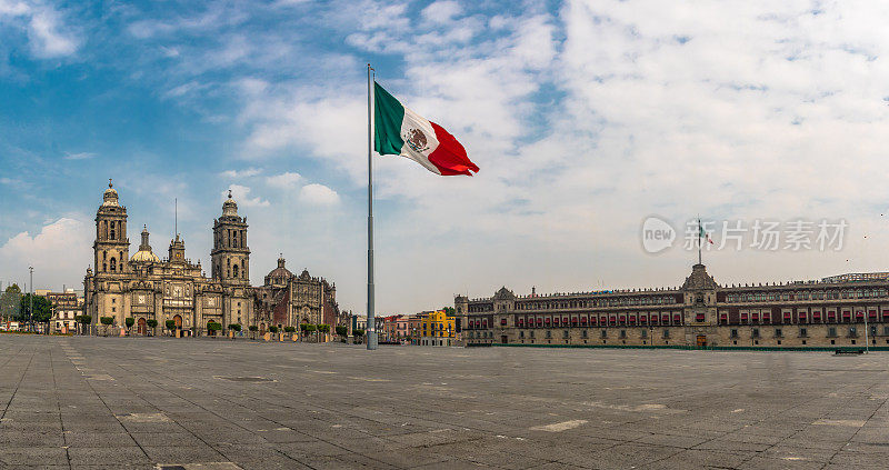 索卡洛和大教堂的全景-墨西哥城，墨西哥
