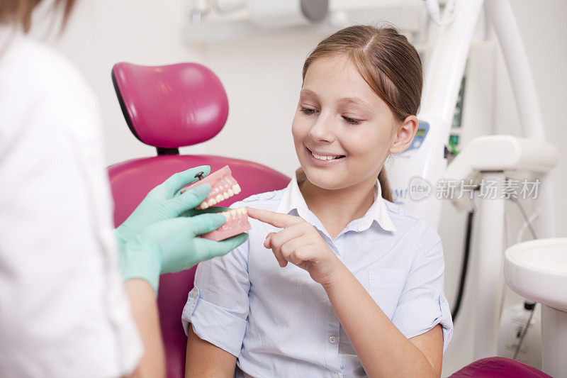 牙医示范如何刷牙