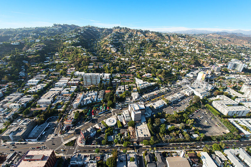 加州西好莱坞日落大道鸟瞰图