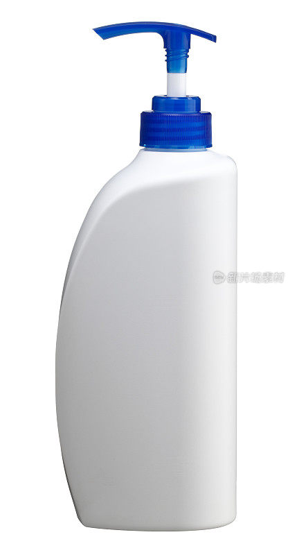 空白塑料化妆品瓶孤立在白色背景。
