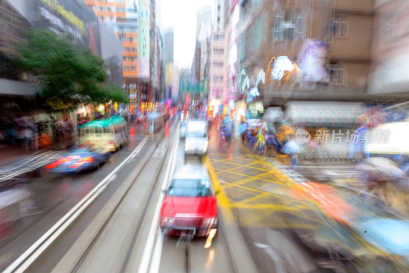 雨中的街道，抽象，模糊，中国香港