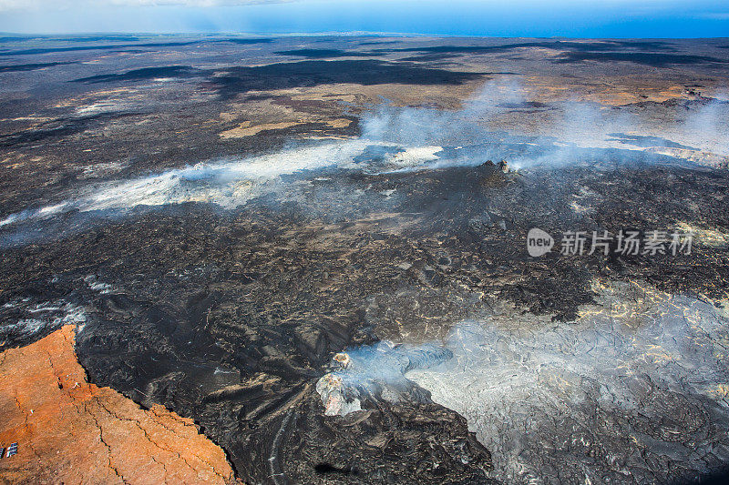 火山和熔岩的航拍