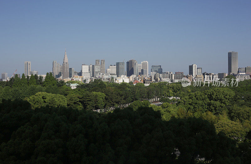 东京市景，千代田区，春天的早晨