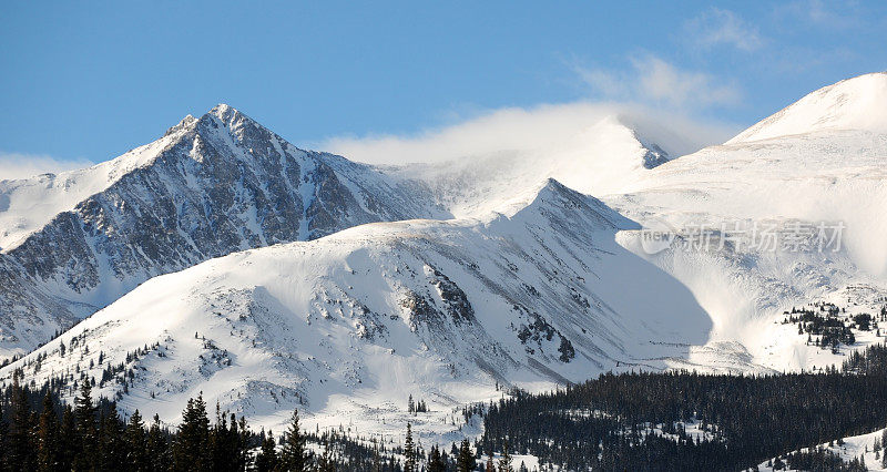 雪山山脉的特写