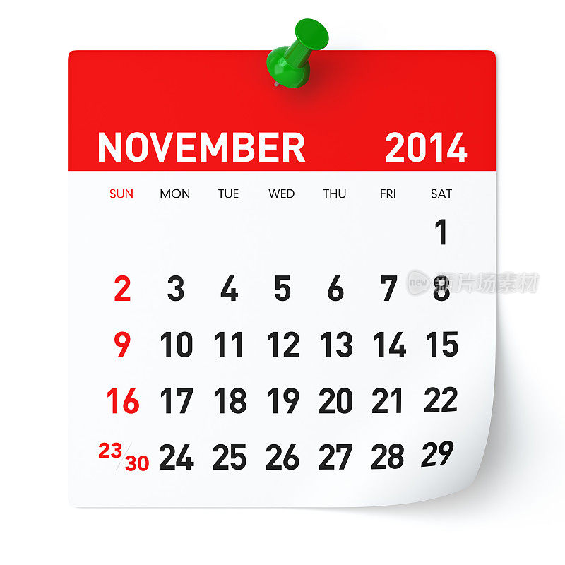 2014年11月-日历