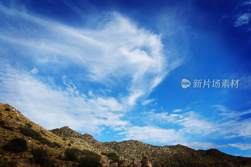 天空与云和高山沙漠景观落日抽象