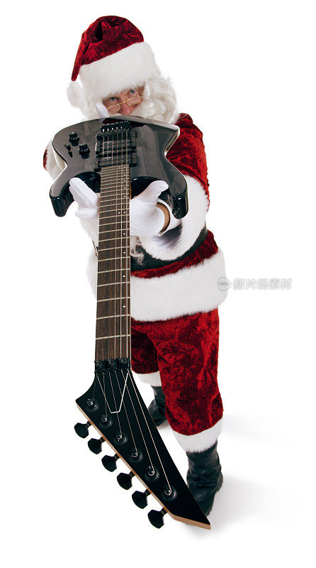 电吉他演奏圣诞老人的白色