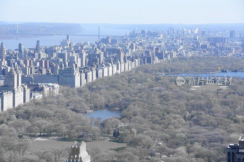 摩天大楼面对着纽约市的中央公园