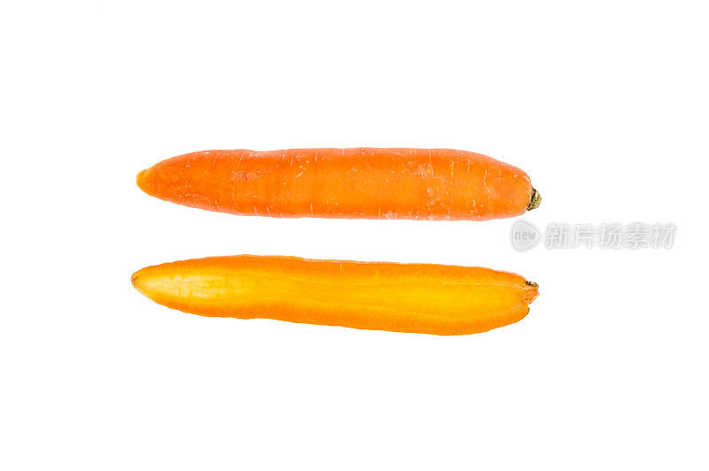 整个胡萝卜和胡萝卜切成两半