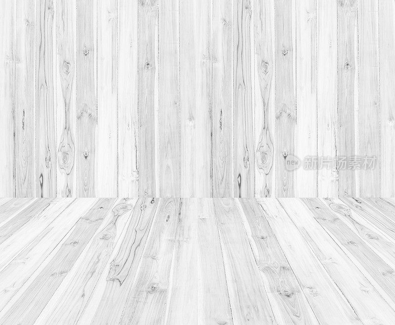 复古表面白色木桌和质朴的纹理背景。近距离的深色乡村墙由旧木板制成的木桌纹理。质朴木桌纹理背景模板为您的设计。
