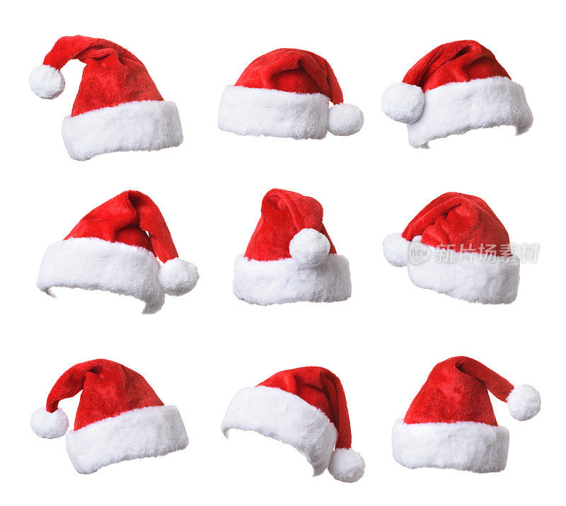 圣诞老人的红帽孤立在白色的背景