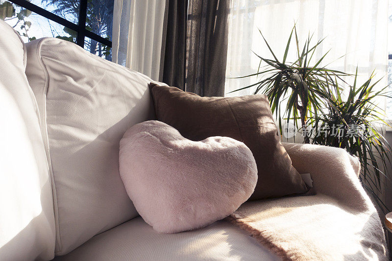 休闲沙发上的装饰性枕头