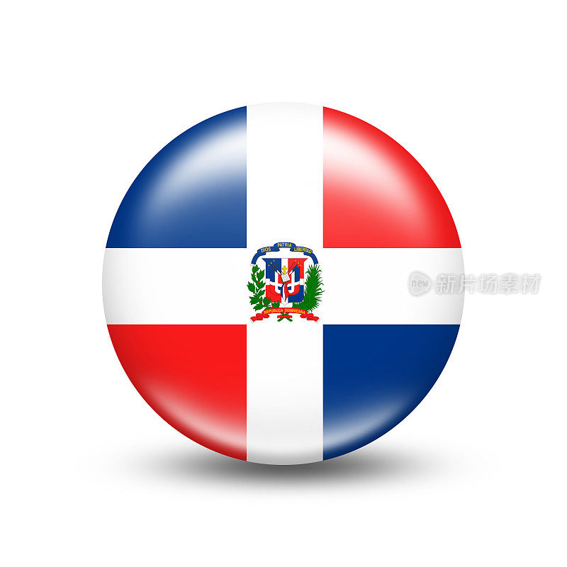 多米尼加共和国国旗在球与白色阴影