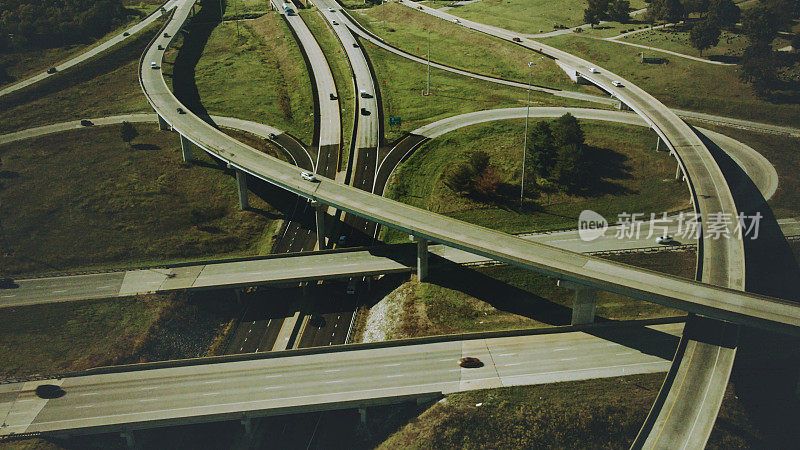 航空立交桥交通视图在美国中西部公路运输照片系列